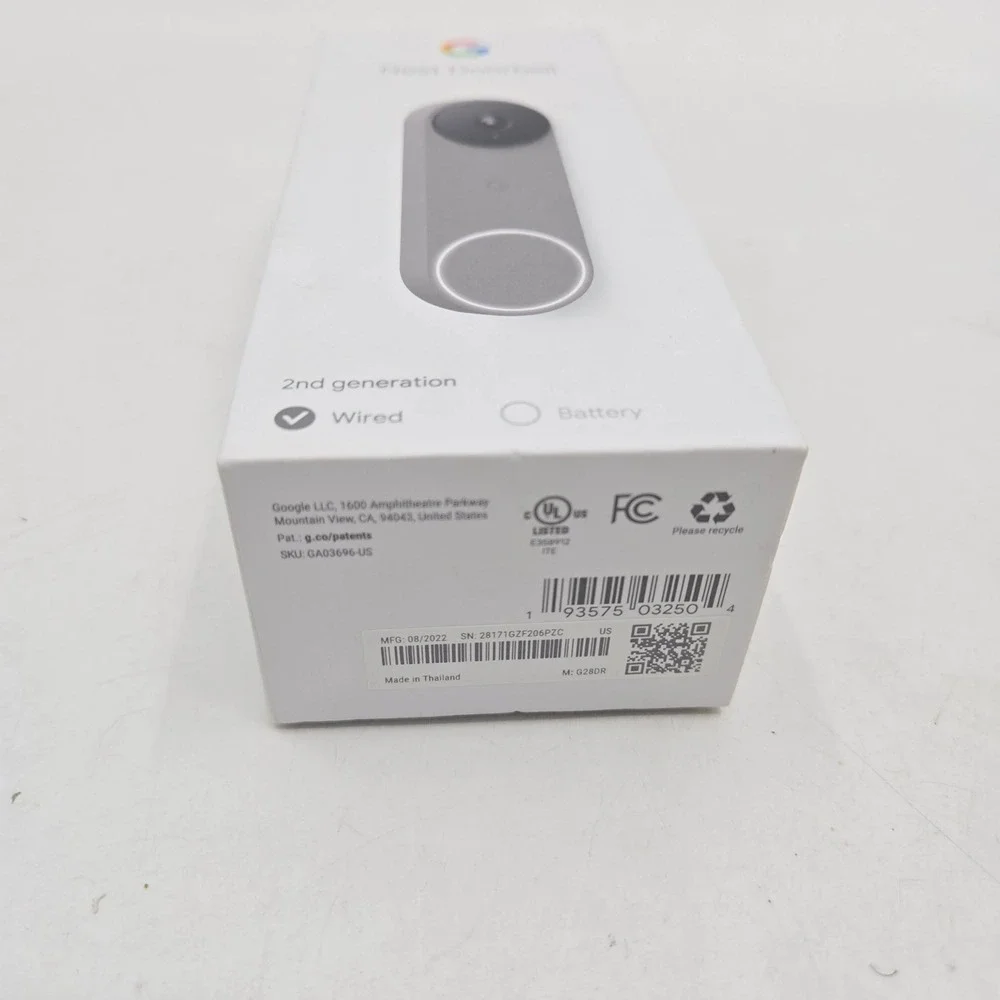Google Nest Doorbell 2nd Generation Wired Smart Video Doorbell Ash GA03696-US